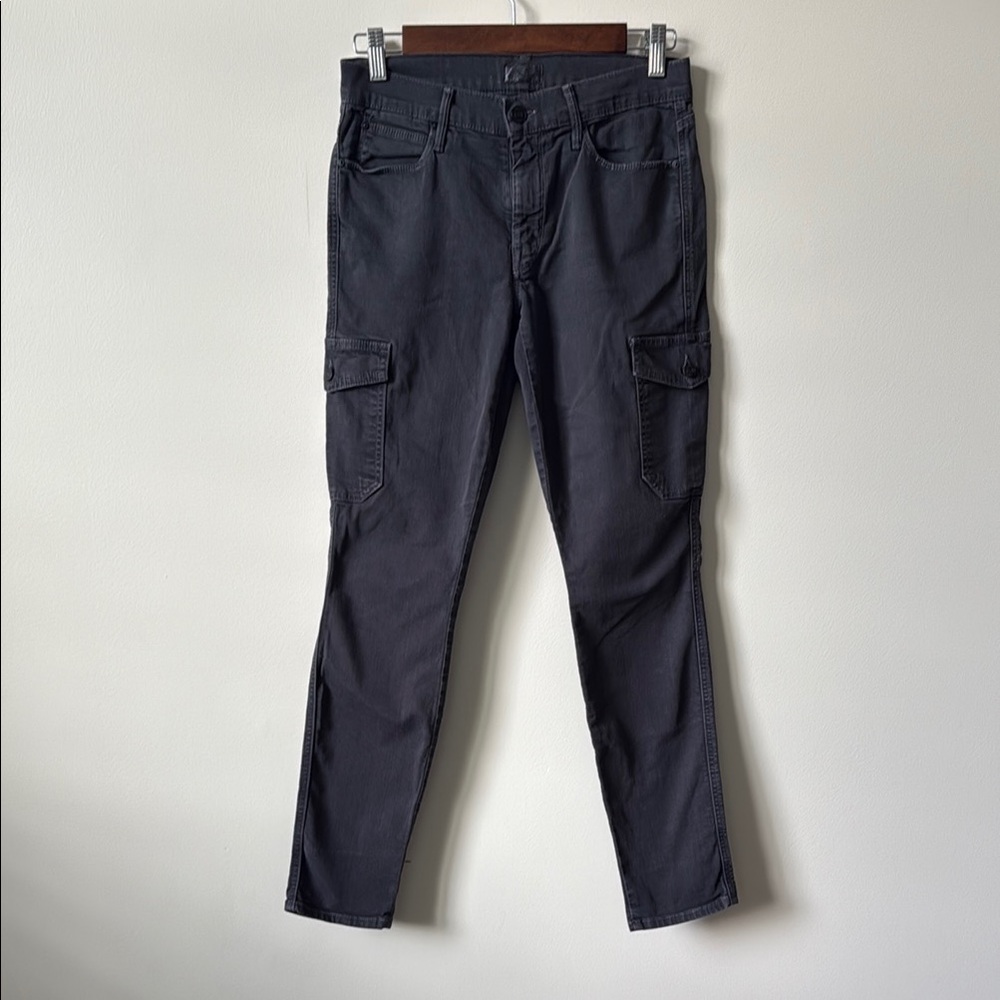 MOTHER Black Cargo Pants with Tapered Fit